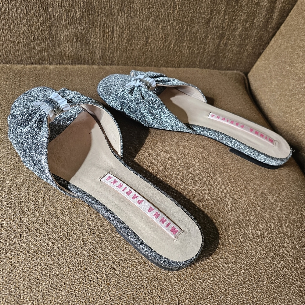 Minna Parikka Silver Flat Sandals Size 41 - Picture 11 of 12